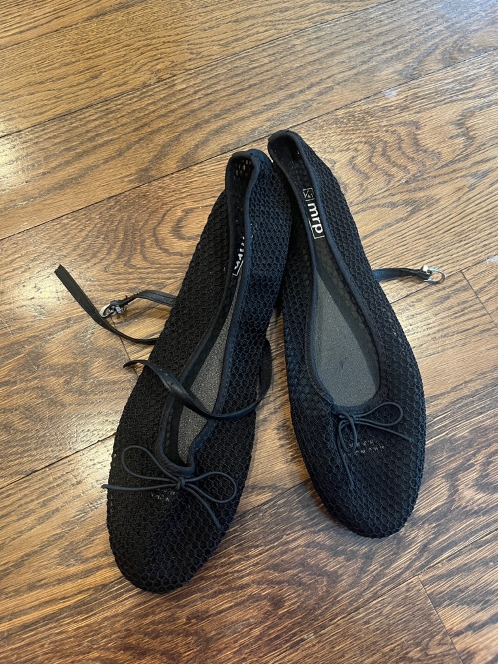 Black Knit Ballet Flats with Ankle Strap 8